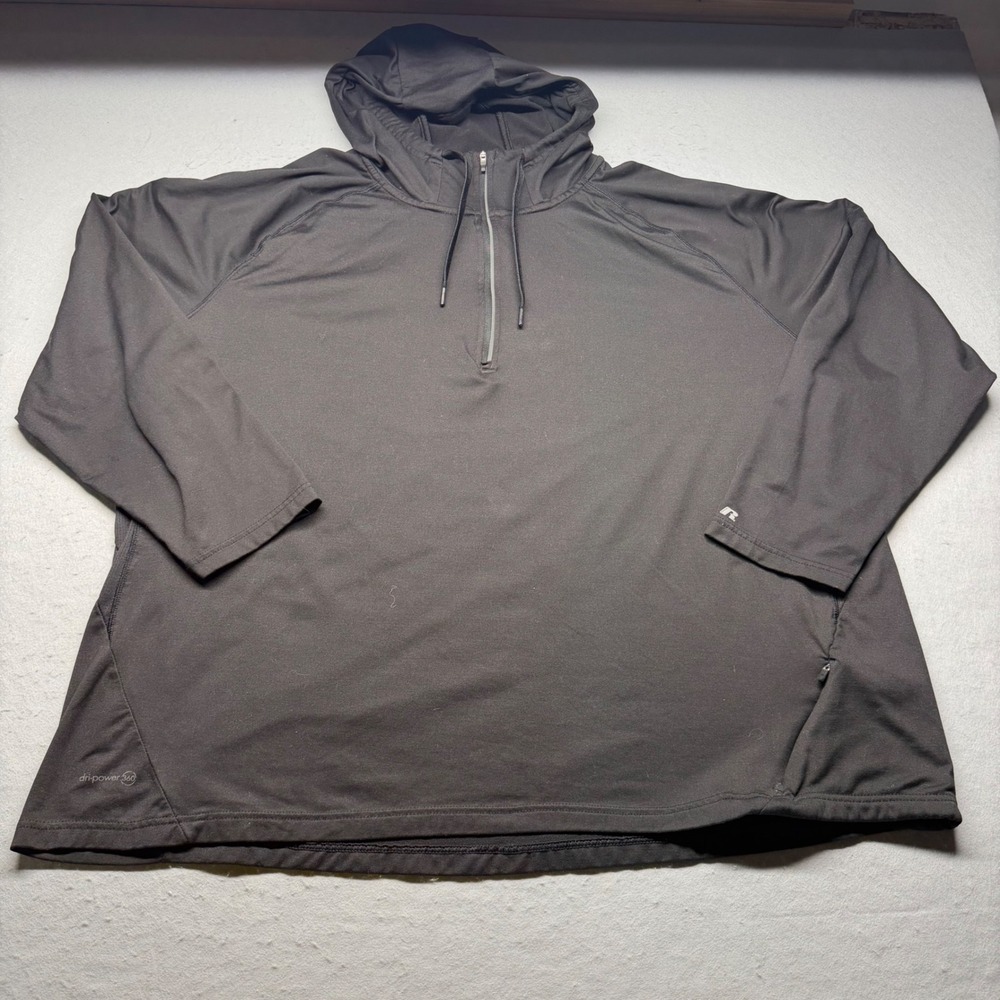 Russell Hoodie Mens 2XL Black Dri-Power 360 Training Fit Quarter Zip Pullover